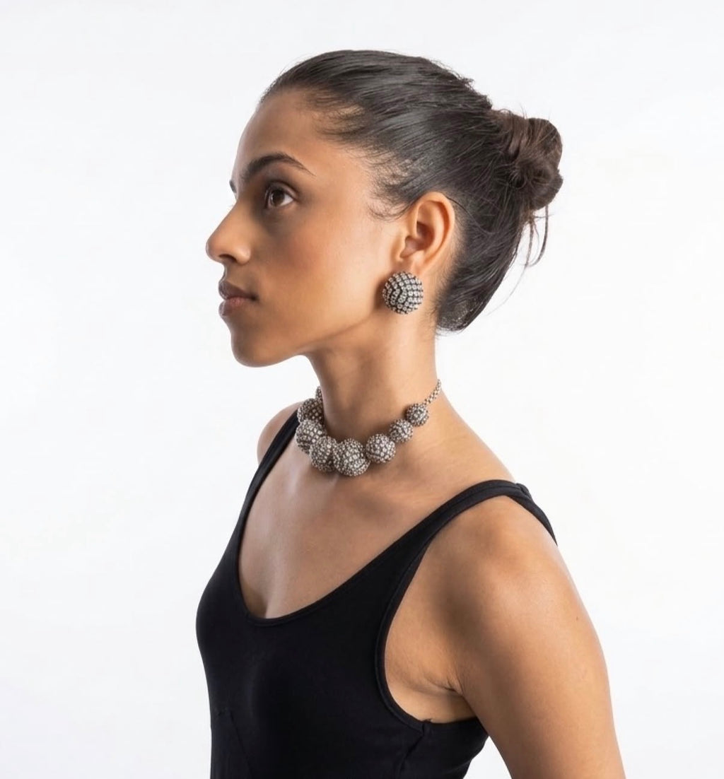 The Studded Moon Set Necklace