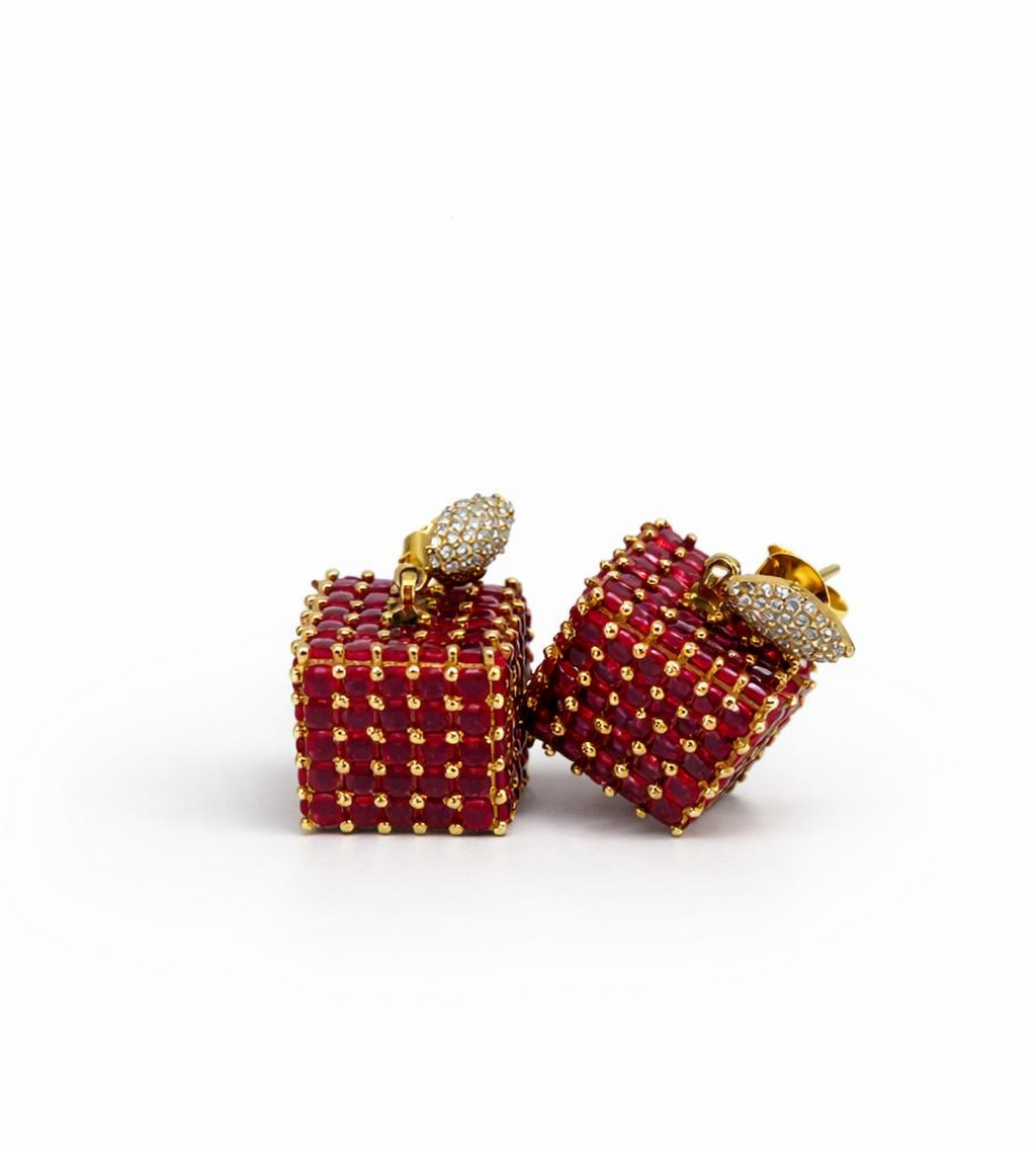 Rubylite Cube Earrings