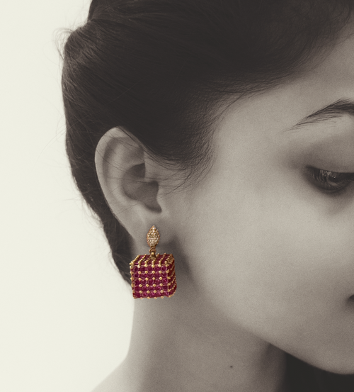 Rubylite Cube Earrings